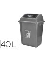 CI | Papelera contenedor q-connect plastico con tapa de balancin 40 litros gris 410x280x610 mm