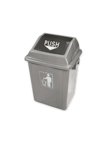 CI | Papelera contenedor q-connect plastico con tapa de balancin 40 litros gris 410x280x610 mm