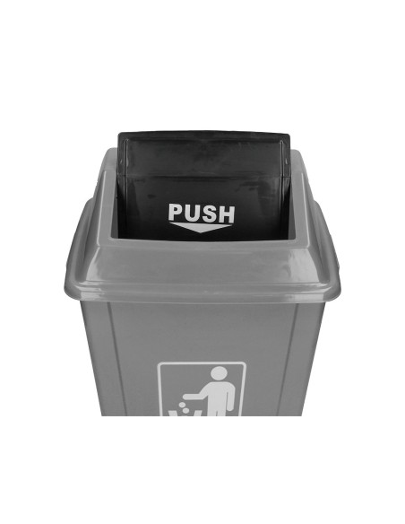 CI | Papelera contenedor q-connect plastico con tapa de balancin 40 litros gris 410x280x610 mm