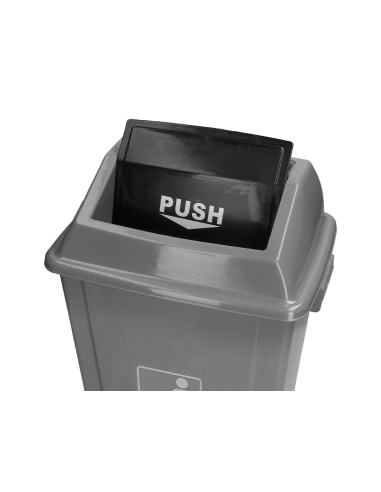 CI | Papelera contenedor q-connect plastico con tapa de balancin 40 litros gris 410x280x610 mm