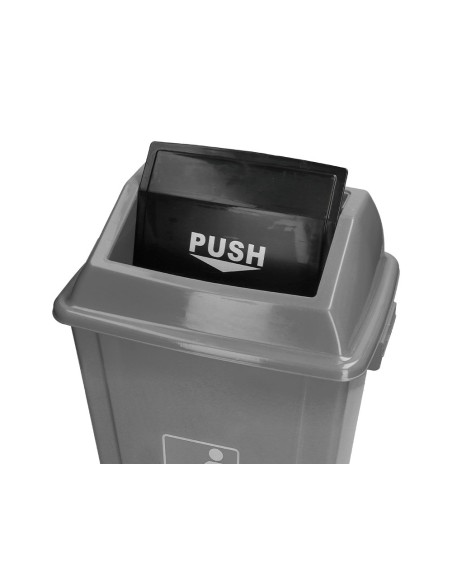 CI | Papelera contenedor q-connect plastico con tapa de balancin 40 litros gris 410x280x610 mm