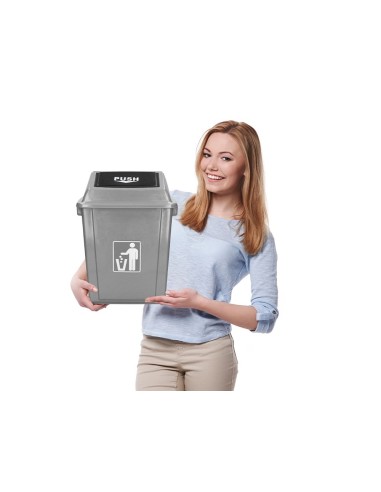 CI | Papelera contenedor q-connect plastico con tapa de balancin 20 litros 340x240x450 mm gris