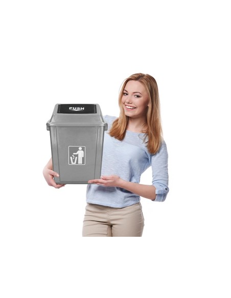 CI | Papelera contenedor q-connect plastico con tapa de balancin 20 litros 340x240x450 mm gris