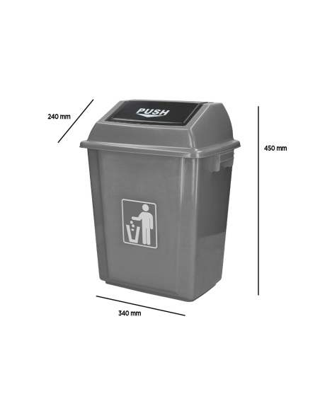CI | Papelera contenedor q-connect plastico con tapa de balancin 20 litros 340x240x450 mm gris