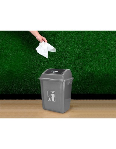 CI | Papelera contenedor q-connect plastico con tapa de balancin 20 litros 340x240x450 mm gris