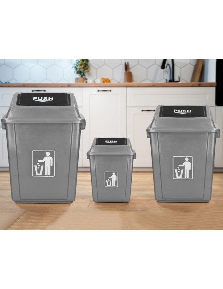 CI | Papelera contenedor q-connect plastico con tapa de balancin 20 litros 340x240x450 mm gris