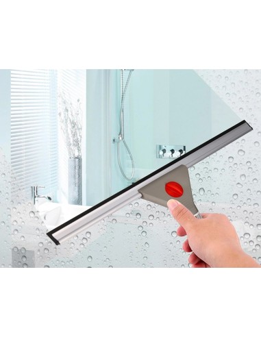 CI | Limpiaventanas q-connect industrial mango de acero y hoja limpiadora de plastico de 40 cm de ancho