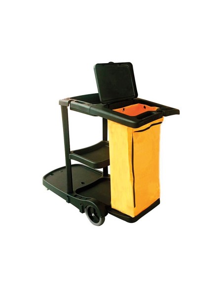 CI | Carro de limpieza q-connect de polipropileno con ruedas 58x24x96 cms