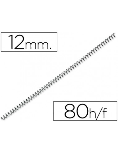 CI | Espiral metalico q-connect 64 5:1 12 mm 1mm caja de 200 unidades