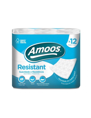 CI | Papel higienico amoos 2 capas 100 mm diametro x 87 mm alto paquete de 12 rollos