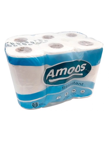 CI | Papel higienico amoos 2 capas 100 mm diametro x 87 mm alto paquete de 12 rollos