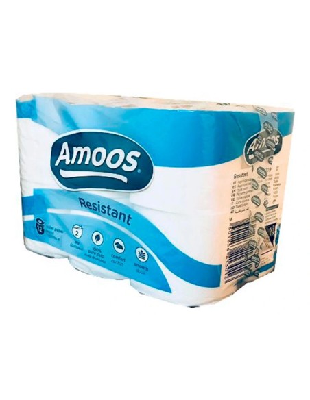 CI | Papel higienico amoos 2 capas 100 mm diametro x 87 mm alto paquete de 12 rollos
