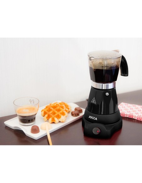 CI | Cafetera Jocca Italiana Electrica Capacidad 6 Tazas Jarra Transparente Sin Cables 220-240V Color Negro
