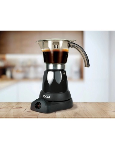 CI | Cafetera Jocca Italiana Electrica Capacidad 6 Tazas Jarra Transparente Sin Cables 220-240V Color Negro
