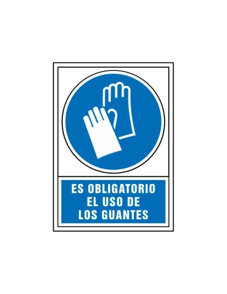 CI | Pictograma syssa señal de obligacion es obligatorio el uso de los guantes en pvc 245x345 mm