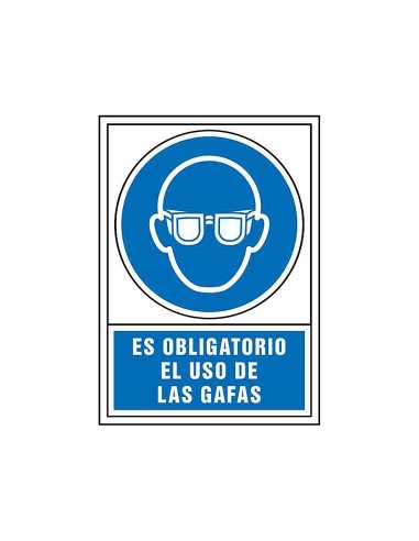 CI | Pictograma syssa señal de obligacion es obligatorio el uso de las gafas en pvc 245x345 mm