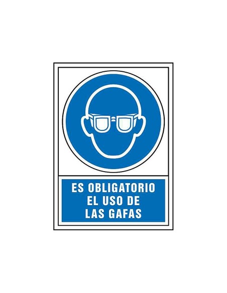 CI | Pictograma syssa señal de obligacion es obligatorio el uso de las gafas en pvc 245x345 mm