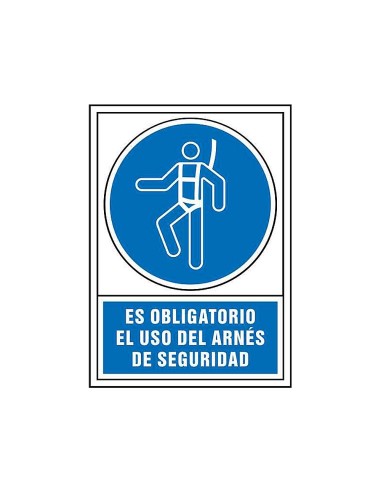 CI | Pictograma syssa señal de obligacion es obligatorio el uso de arnes de seguridad en pvc 245x345 mm