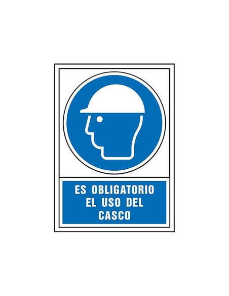 CI | Pictograma syssa señal de obligacion es obligatorio el uso de casco en pvc 245x345 mm