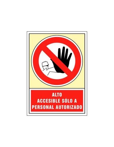 CI | Pictograma syssa señal de prohibicion alto accesible solo a personal autorizado en pvc 245x345 mm