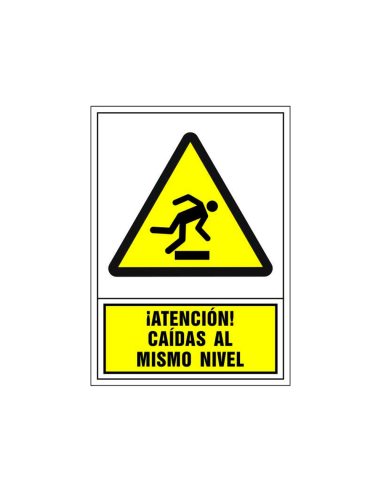 CI | Pictograma syssa señal de advertencia atencion! caidas al mismo nivel en pvc 245x345 mm
