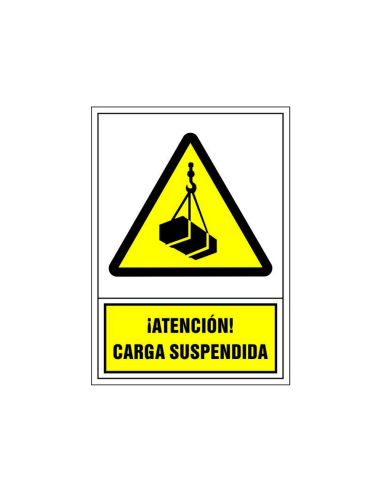 CI | Pictograma syssa señal de advertencia atencion! carga suspendida en pvc 245x345 mm