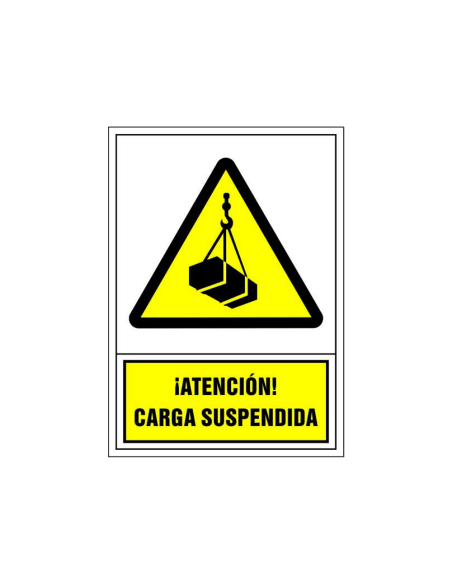CI | Pictograma syssa señal de advertencia atencion! carga suspendida en pvc 245x345 mm