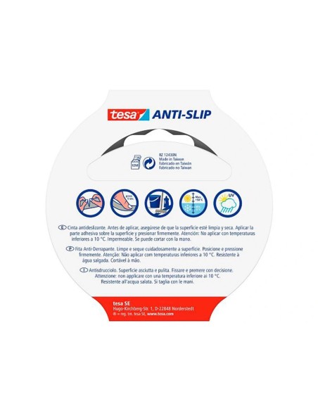 CI | Cinta Antideslizante Adhesiva Tesa Uso Interior / Exterior Color Negro 15 Mt X 25 Mm
