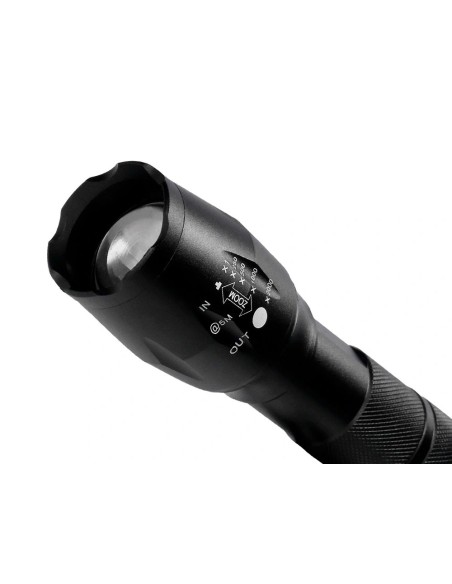 CI | Linterna q-connect telescopica aluminio 5w modo alumbrado alto medio bajo estroboscopio sosapagado 3 pilas aaa