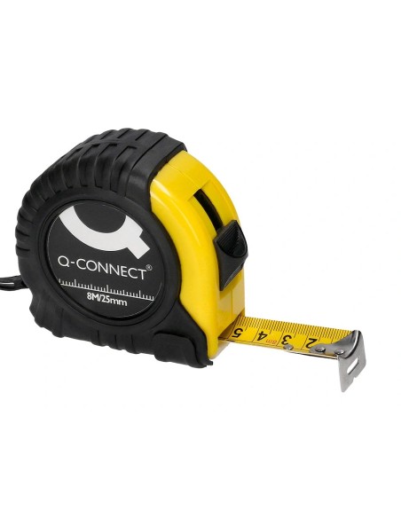 CI | Flexometro Q-Connect De 8 Mt Con Freno Material Antichoque 25 Mm De Ancho