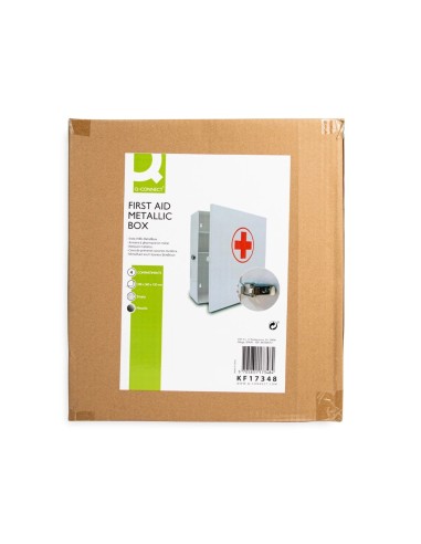 CI | Botiquin Q-Connect Metalico 4 Compartimentos Vacio Primeros Auxilios 330X360X120 Mm