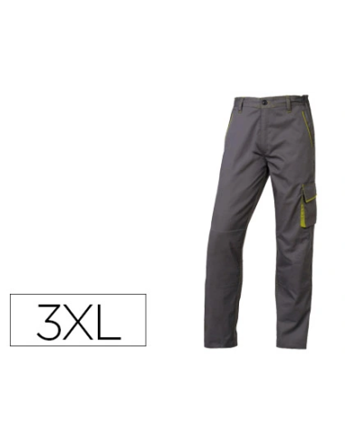 CI | Pantalon de trabajo deltaplus cintura ajustable 5 bolsillos color gris verde talla 3xl