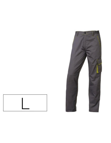 CI | Pantalon de trabajo deltaplus cintura ajustable 5 bolsillos color gris verde talla l talla l