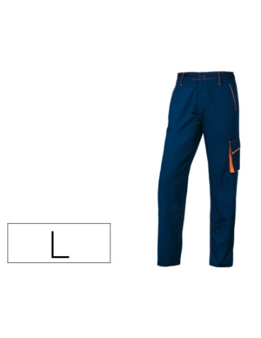 CI | Pantalon de trabajo deltaplus cintura ajustable 5 bolsillos color azul naranja talla l