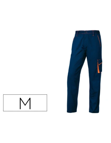 CI | Pantalon de trabajo deltaplus cintura ajustable 5 bolsillos color azul naranja talla m