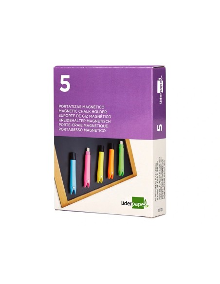 CI | Portatizas Plastico Liderpapel Magnetico Colores Surtidos Caja De 5 Unidades