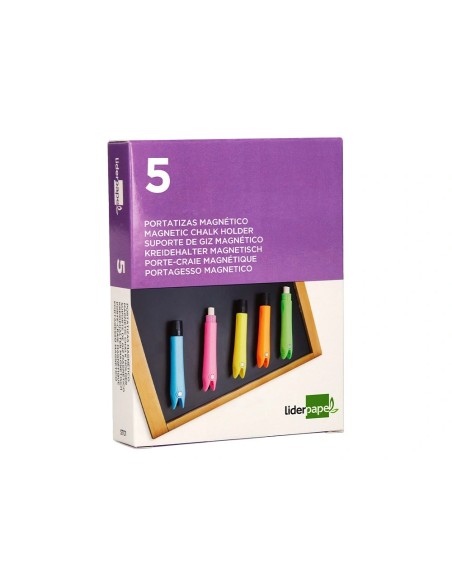 CI | Portatizas Plastico Liderpapel Magnetico Colores Surtidos Caja De 5 Unidades