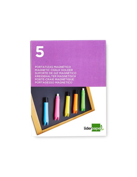 CI | Portatizas Plastico Liderpapel Magnetico Colores Surtidos Caja De 5 Unidades