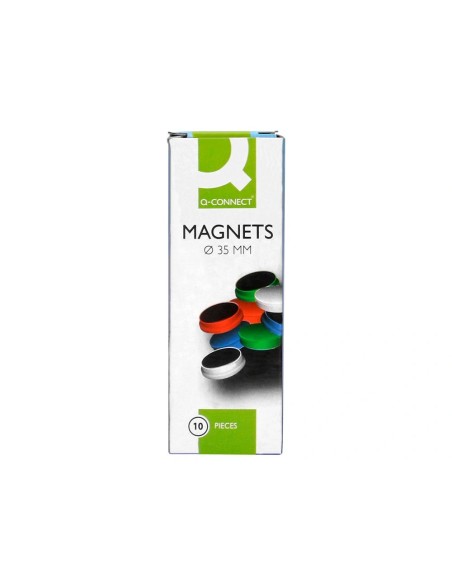 CI | Imanes para sujecion q-connect ideal para pizarras magneticas35 mm colores surtidos -caja de 10 imanes