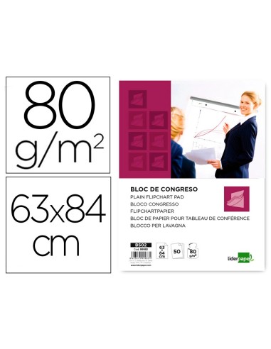 CI | Bloc congreso liderpapel liso 63x84cm 50 hojas 80g/m2