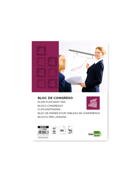 CI | Bloc congreso liderpapel liso 63x84cm 50 hojas 80g/m2
