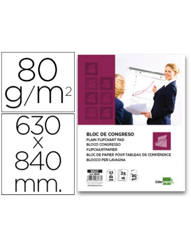 CI | Bloc congreso liderpapel liso 63x84cm 25+5 hojas 80g/m2