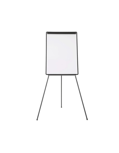 CI | Pizarra blanca q-connect con tripode 100x70 cm para convenciones superficie laminada marco negro