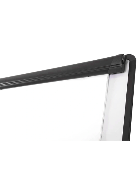 CI | Pizarra blanca q-connect con tripode 100x70 cm para convenciones superficie laminada marco negro