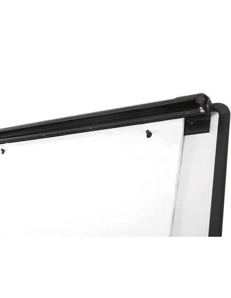 CI | Pizarra blanca q-connect con tripode 100x70 cm para convenciones superficie laminada marco negro