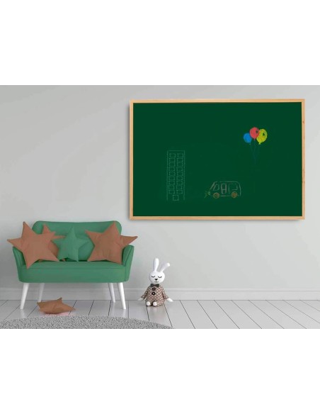 CI | Pizarra verde q-connect marco de madera 120x90 cm sin repisa