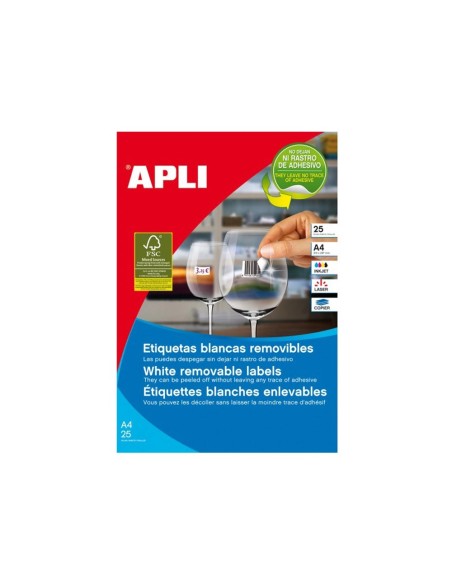 CI | Etiqueta adhesiva apli removible 10314 especial joyeria 45x8 mm fotocopiadora laser ink-jet caja con 25