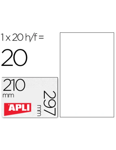 CI | Etiqueta adhesiva apli translucidas 1225 tamaño 210x297 mm - fotocopiadora -laser caja con 20 etiquetas