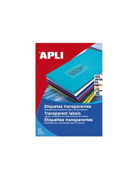 CI | Etiqueta adhesiva apli translucidas 1225 tamaño 210x297 mm - fotocopiadora -laser caja con 20 etiquetas