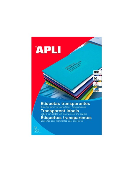 CI | Etiqueta adhesiva apli transparente 48,5x25,4 mm fotocopia laser inkjet caja 20 hojas din a4 con 880